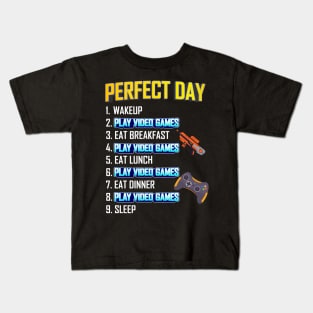 My Perfect Day Play Video Games  Funny Cool Gamer Kids T-Shirt